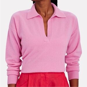 INTERMIX V-Neck Collared Sweater in Soft Pink